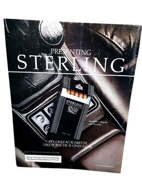 1984 Sterling Cigarettes Vintage Print Ad Porsche Luxury Theme